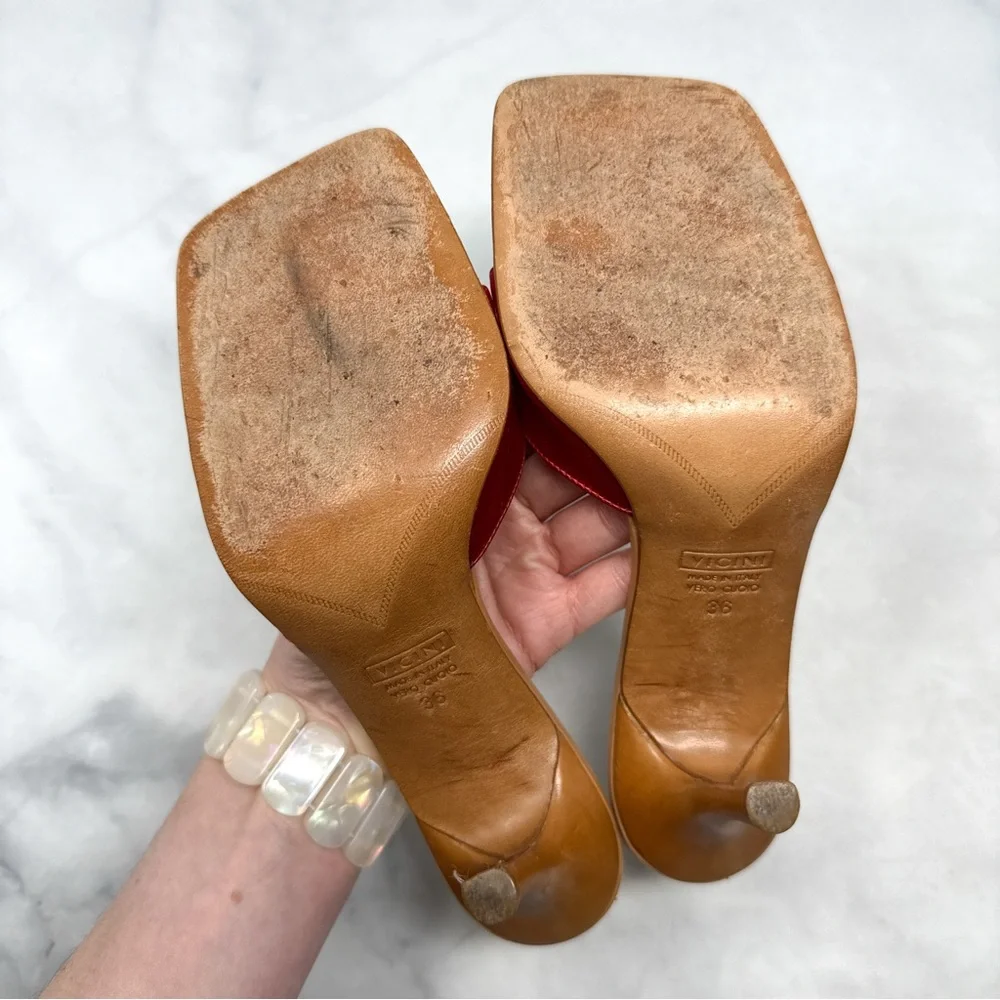 Giuseppe Zanotti Vicini Vintage Y2K Rhinestone Square Toe Slide Mule Sandal Heel
